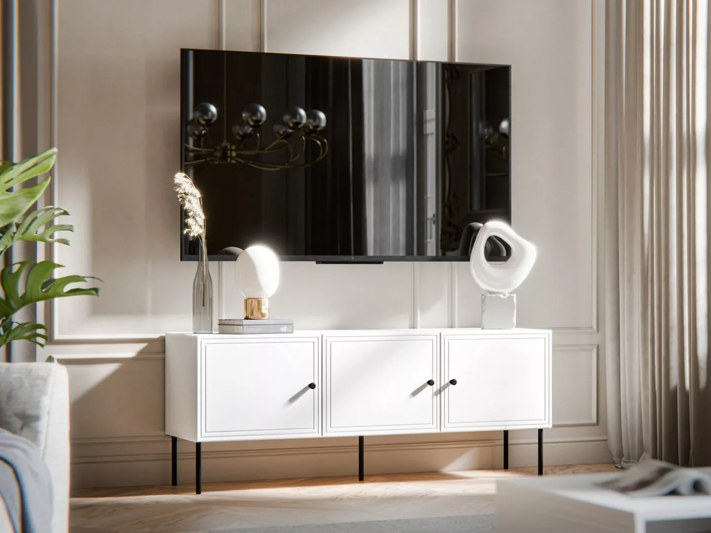 MIRJAN24 TV-Schrank Palazzo Bis 150 3D (mit drei Drehtüren) Metallfüße in d günstig online kaufen