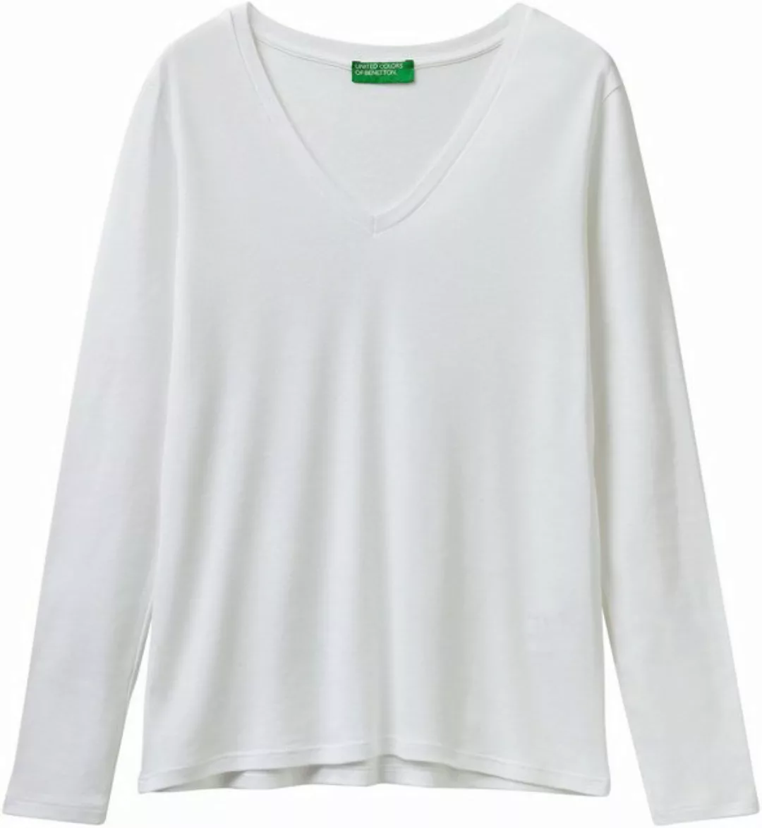 United Colors of Benetton Langarmshirt mit femininem V-Neck günstig online kaufen