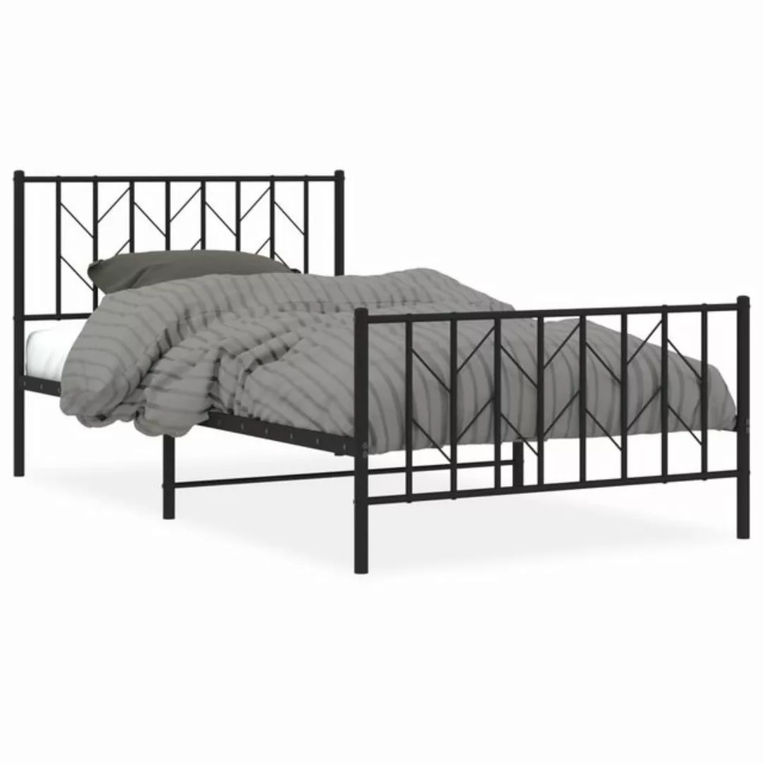 furnicato Bettgestell mit Kopf- und Fußteil Metall Schwarz 107x203 cm (1-tl günstig online kaufen