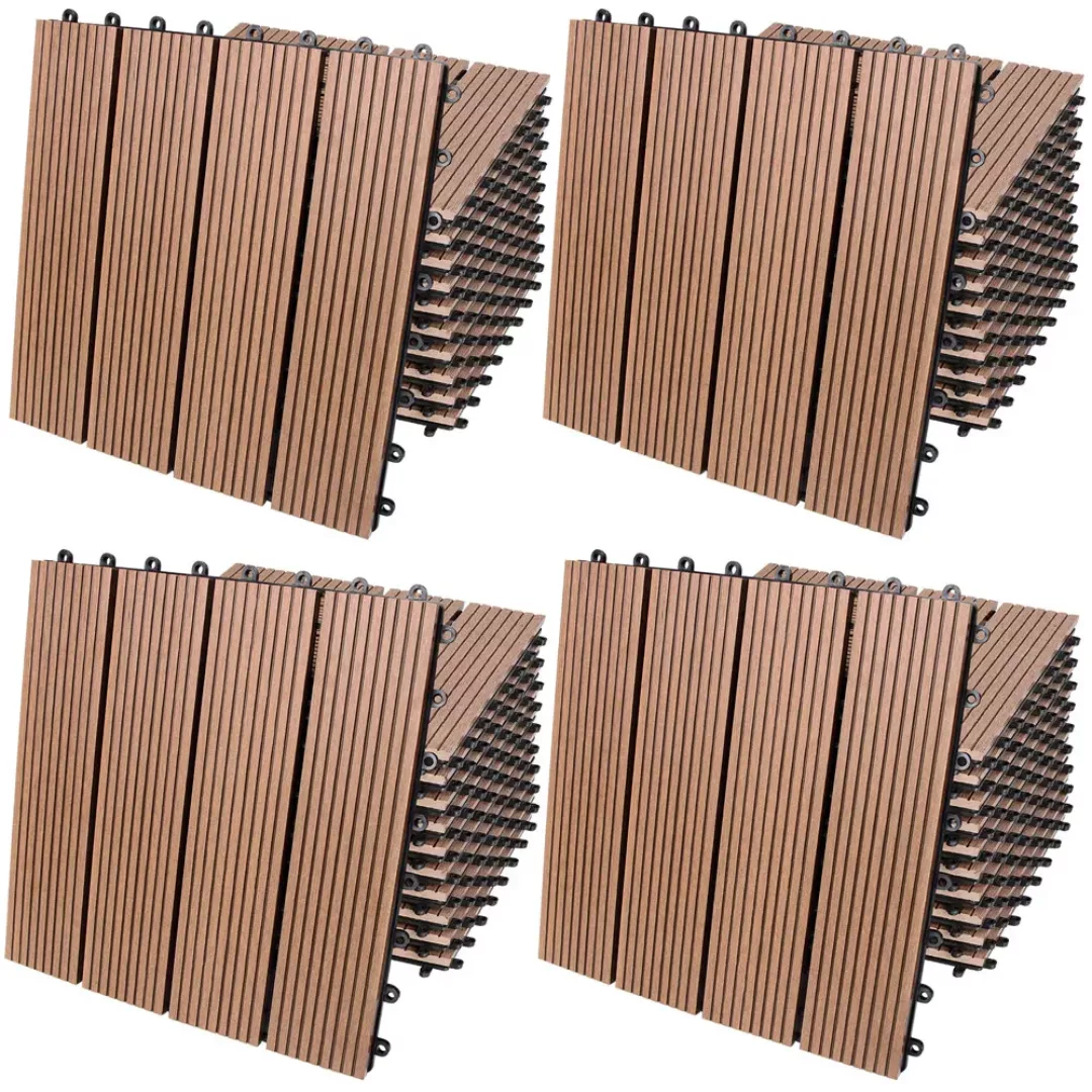 Casaria Holzfliesen 44x Klassik Terrakotta, Terrassenfliesen günstig online kaufen