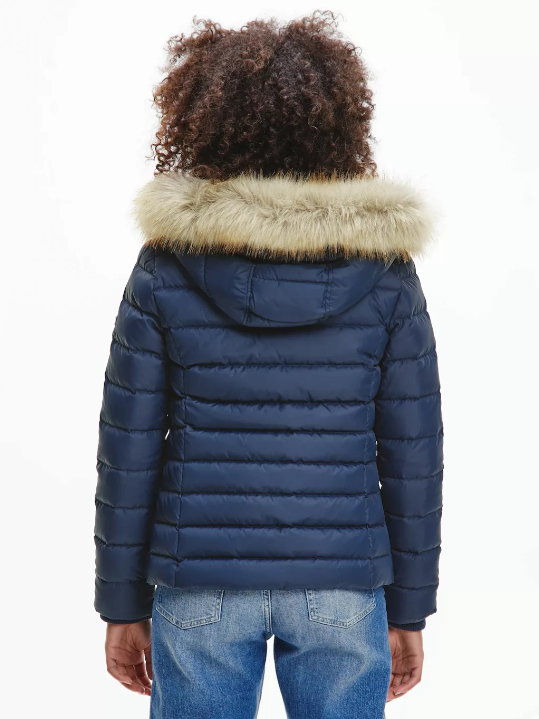 Tommy Jeans Daunenjacke BASIC HOODED DOWN JACKET mit Fellimitat an der Kapu günstig online kaufen