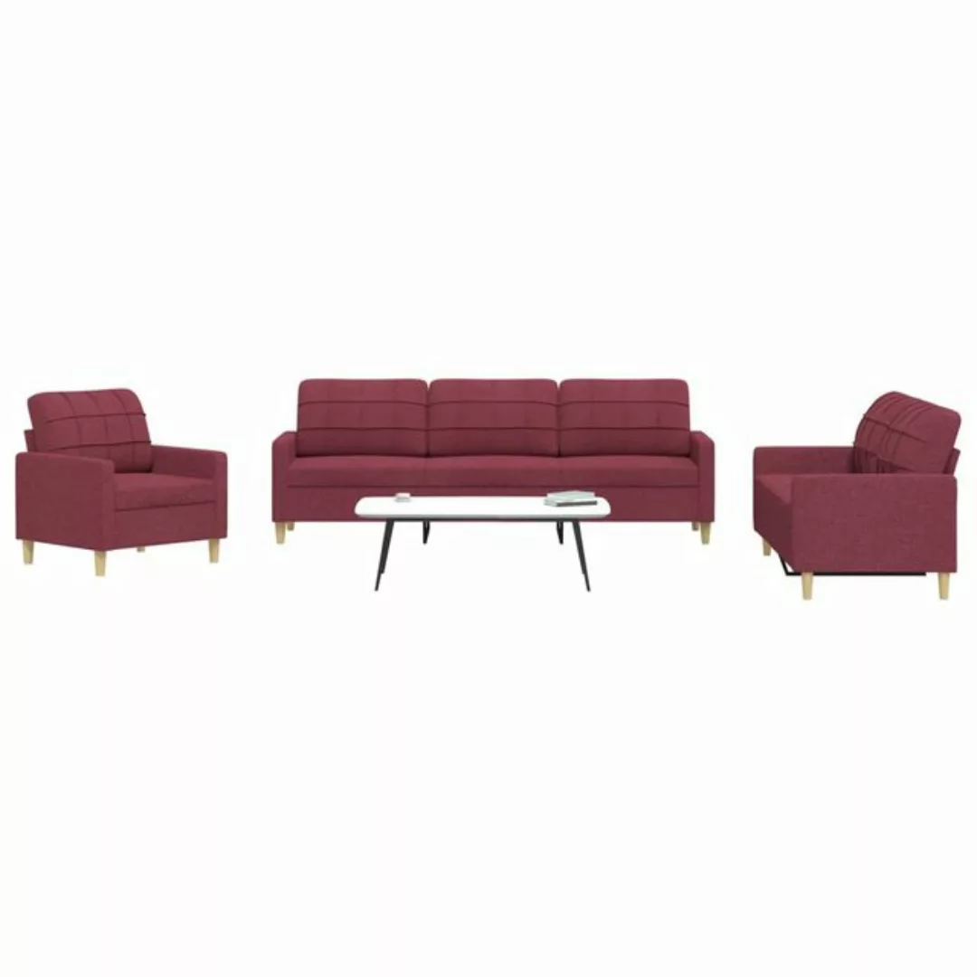 vidaXL 3-Tlg Sofagarnitur Weinrot Stoff 2162849 günstig online kaufen