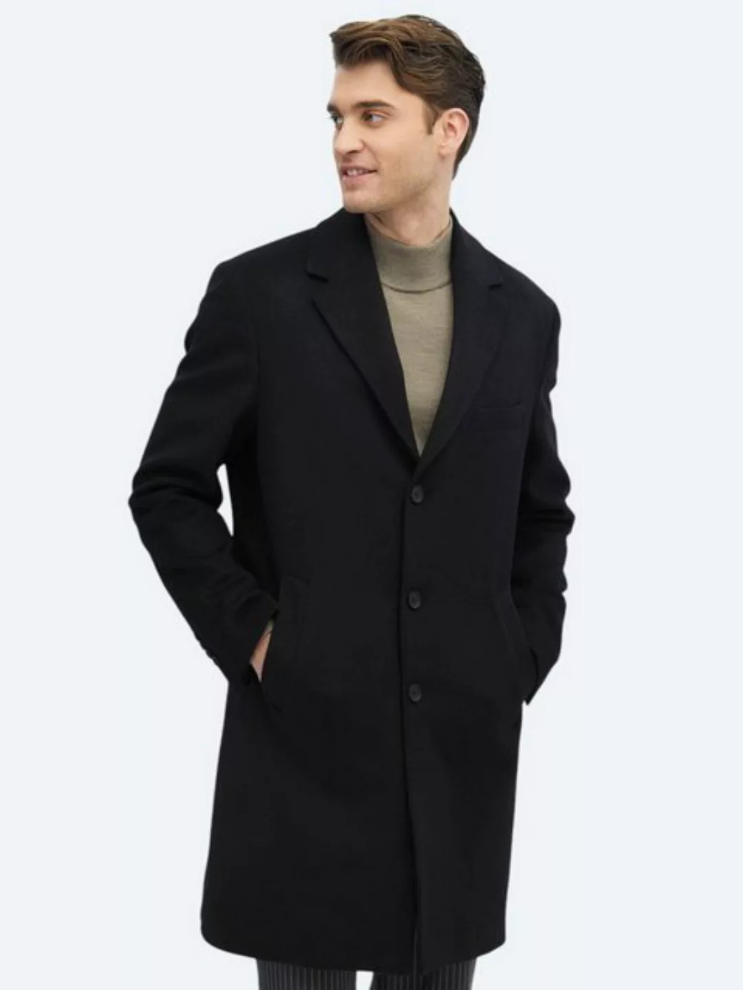 KİP Winterjacke Schwarzer Mantel aus Webstoff günstig online kaufen