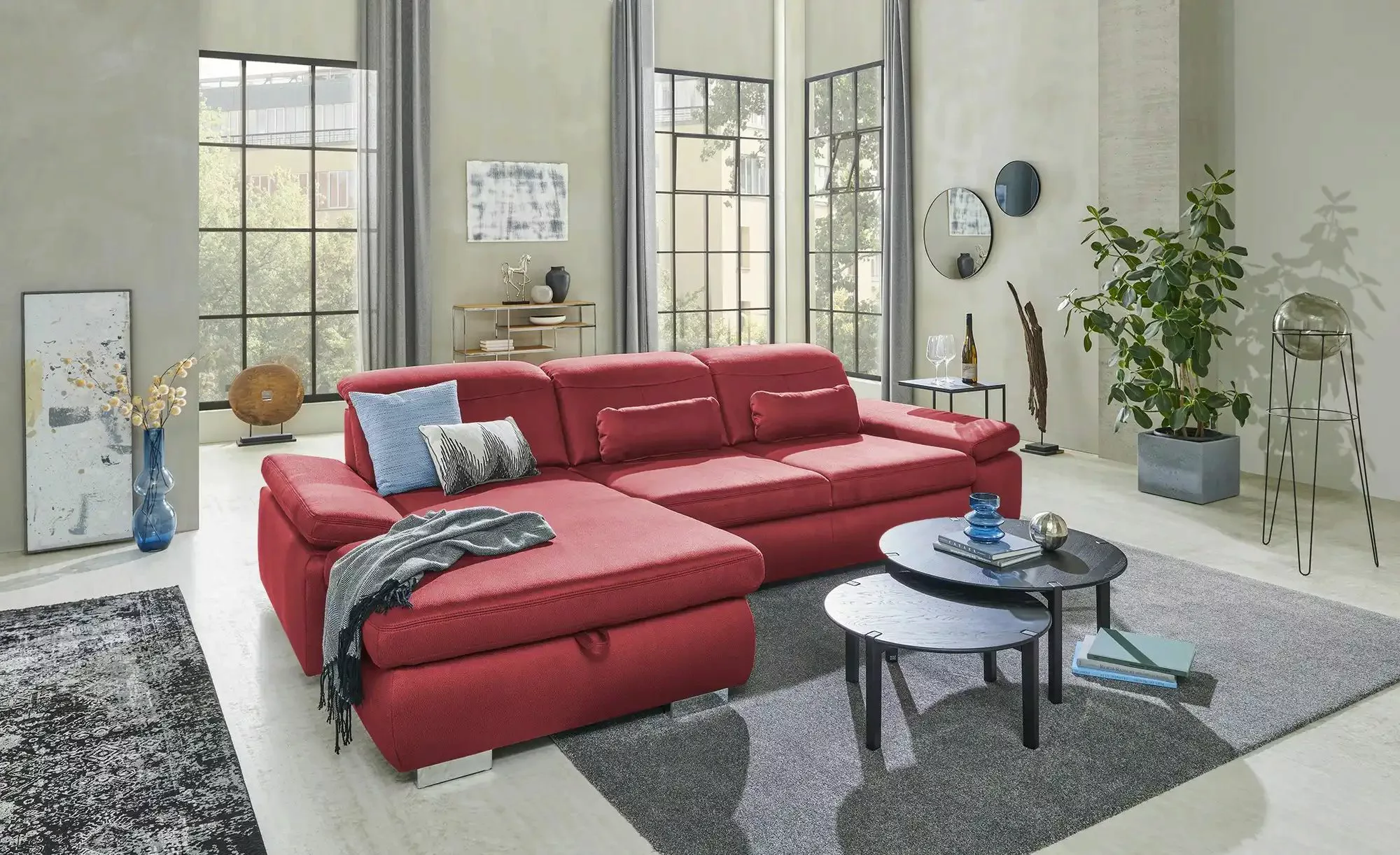 Lounge Collection Ecksofa aus Mikrofaser Kathrin ¦ rot ¦ Maße (cm): B: 309 günstig online kaufen