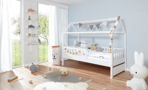 Ticaa Hausbett "Traumhaus", Hausbett, aus Kiefer Massivholz, inkl. Rollrost günstig online kaufen