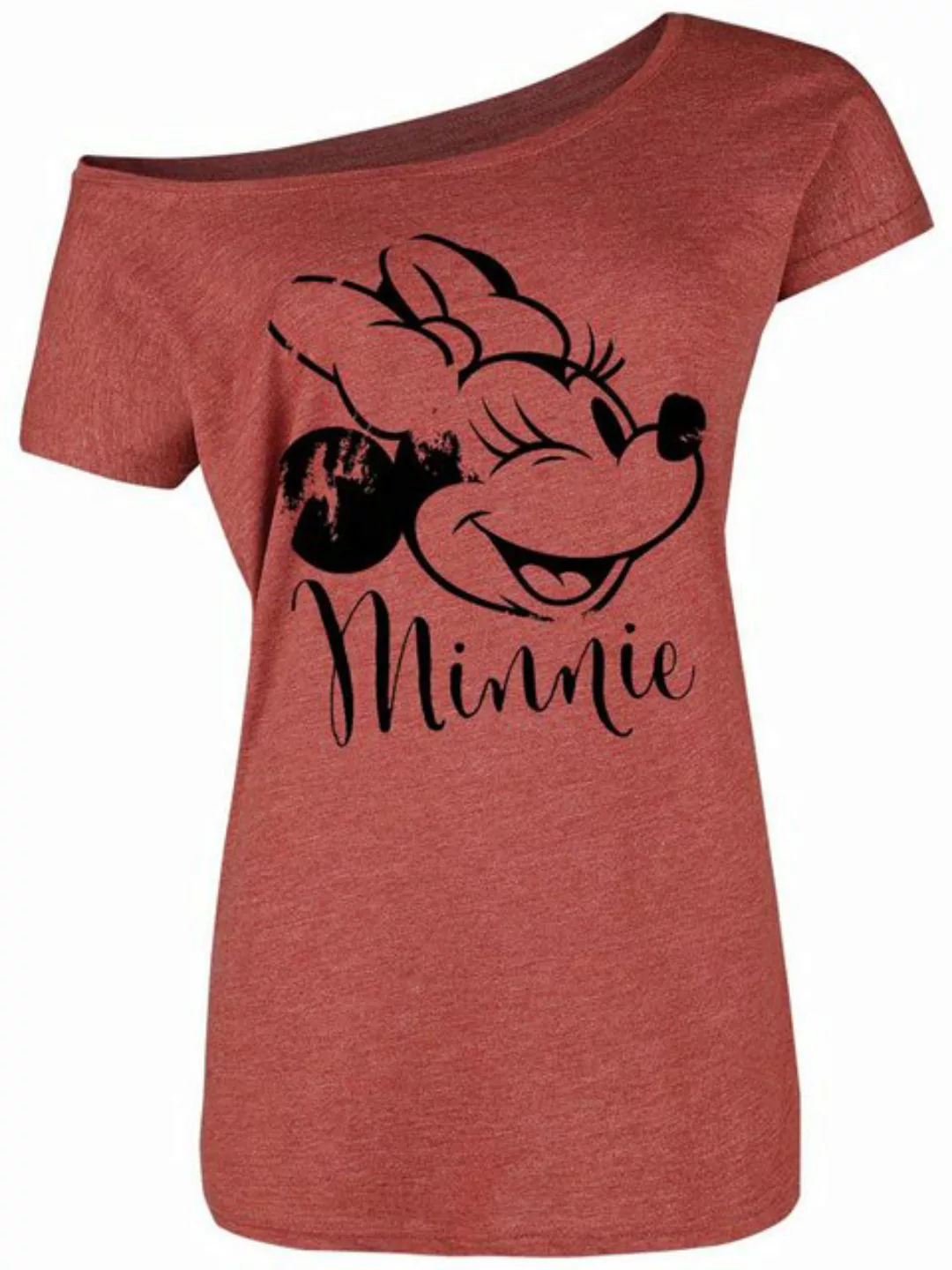 Mickey & Minnie Mouse Minnie Mouse Winking Damen Loose-Shirt rot meliert günstig online kaufen