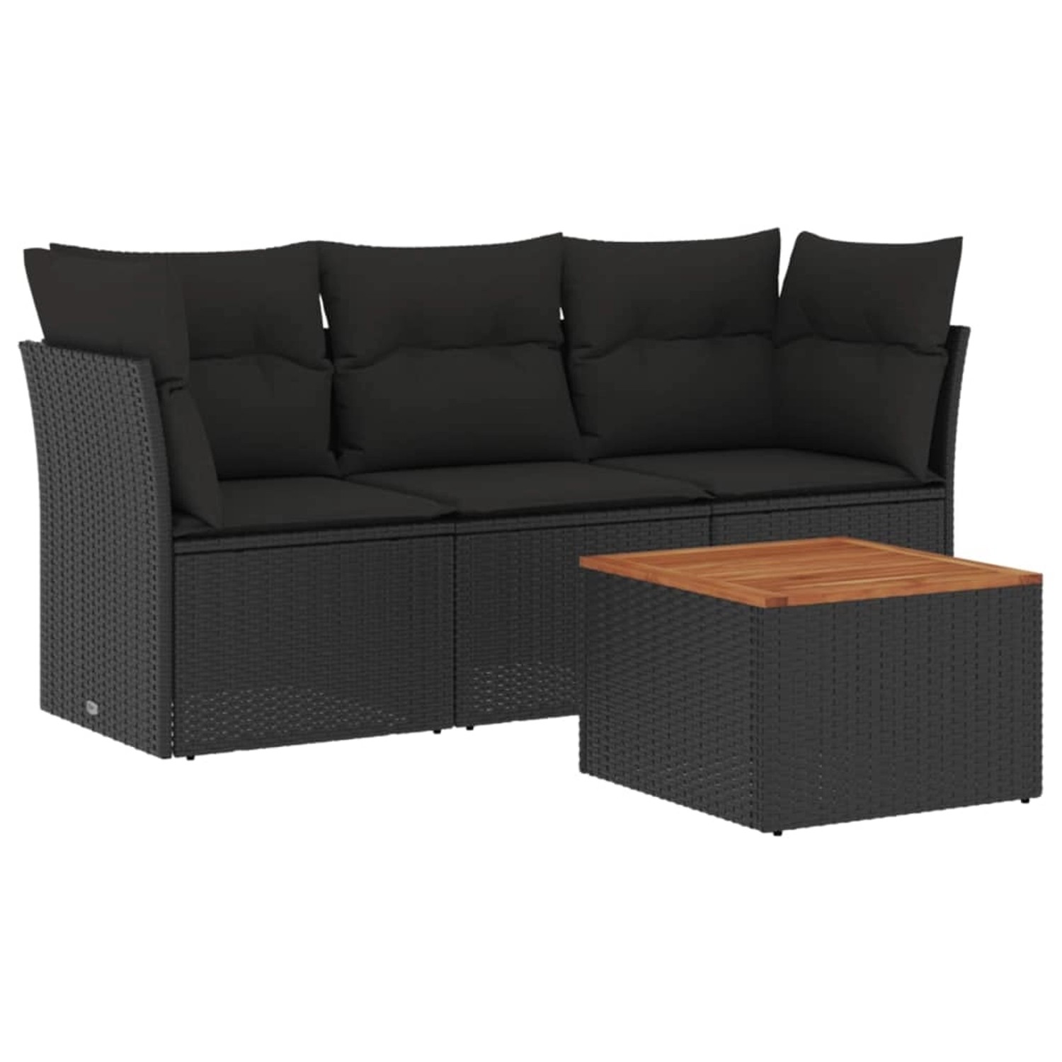 vidaXL 4-tlg Garten-Sofagarnitur mit Kissen Schwarz Poly Rattan Modell 54 günstig online kaufen