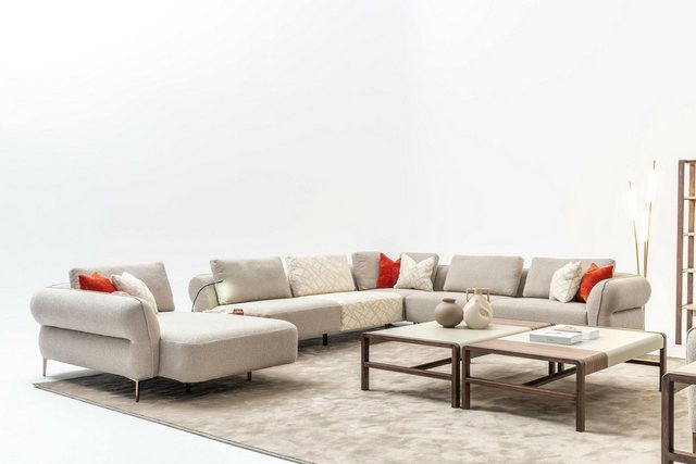 Xlmoebel Ecksofa Neues modernes Luxus-Wohnzimmer-Sofa in Beige in U-Form, H günstig online kaufen