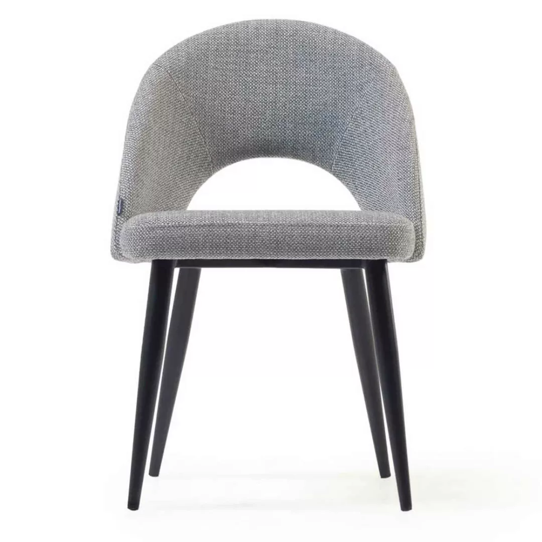Esstisch Stühle in Grau Stoff Rückenlehne mit Ausschnitt (4er Set) günstig online kaufen