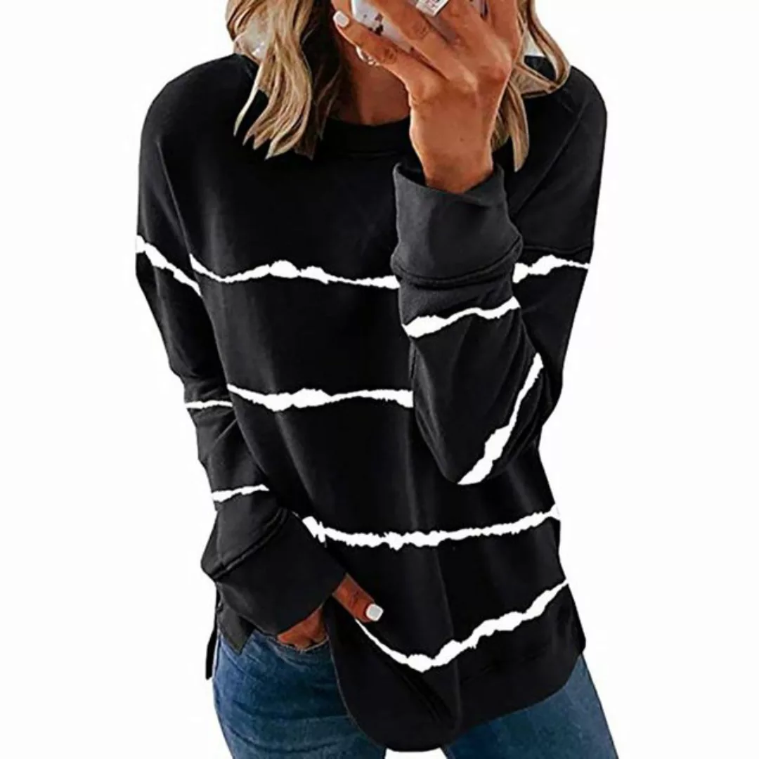 FIDDY Longshirt Sweatshirt Damen Locker Sweat Pullover Langarmshirt Baumwol günstig online kaufen