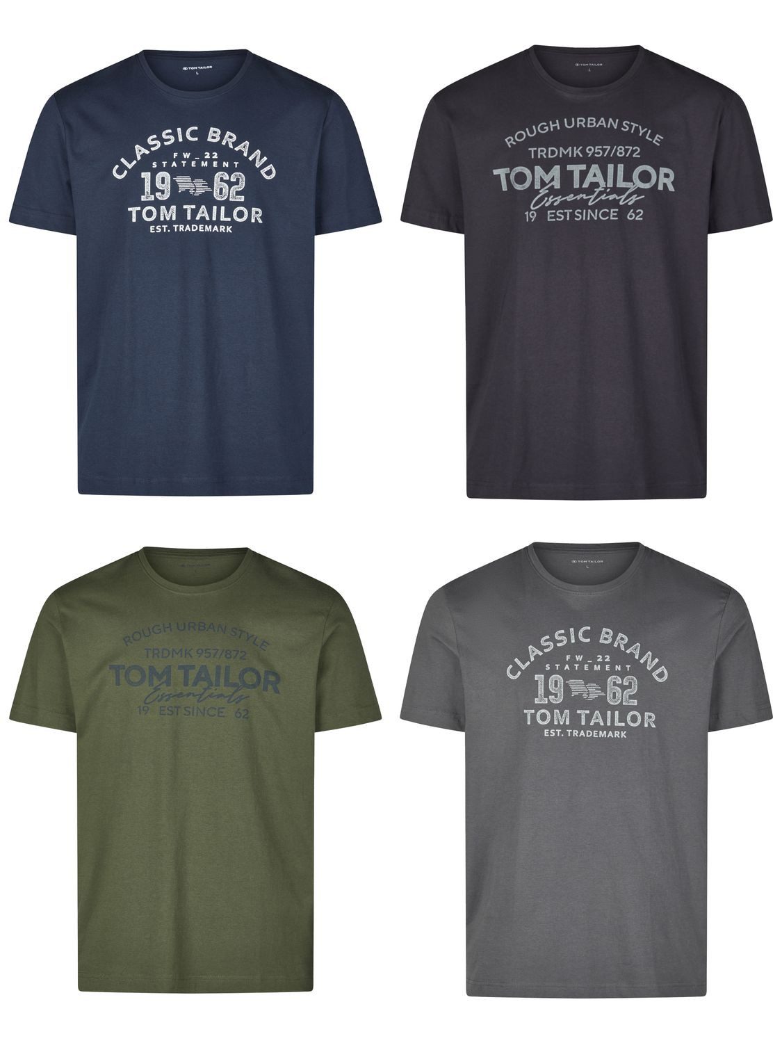 Tom Tailor Tshirt Herren Baumwolle Regular Fit 4er Pack Set günstig online kaufen