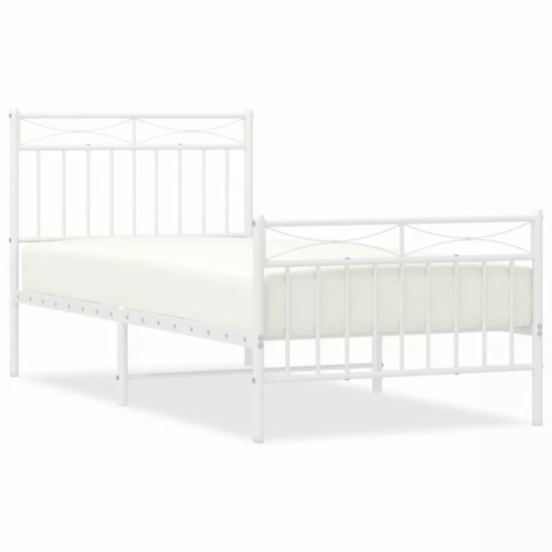 furnicato Bett Bettgestell mit Kopf- und Fußteil Metall Weiß 90x200 cm günstig online kaufen