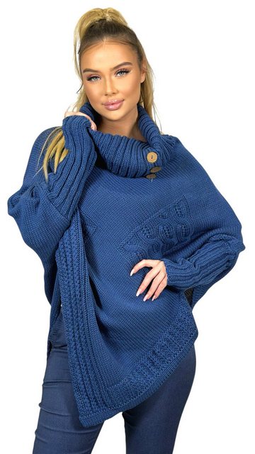 Mississhop Strickponcho Poncho Strick Sweatshirt Pullover Umhang Überwurf M günstig online kaufen