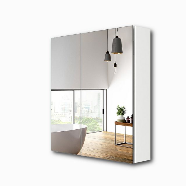 EMKE Spiegelschrank 60X65cm 2-türig Badezimmer Spiegelschrank Verstellbare günstig online kaufen