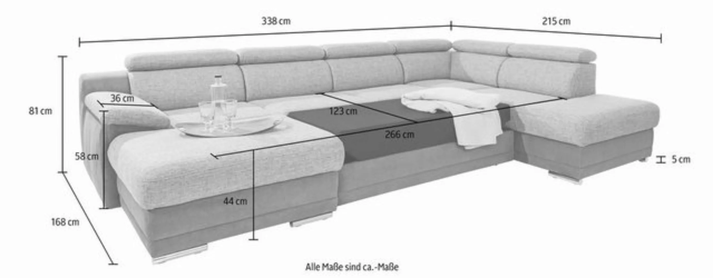 sit&more Wohnlandschaft »Xenia U-Form«, wahlweise mit Bettfunktion günstig online kaufen