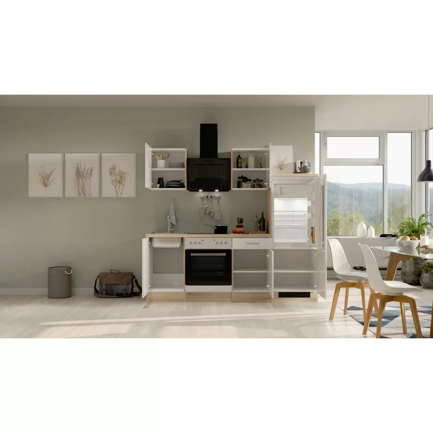 Flex-Well Küche "Florenz", mit E-Geräten, Breite 220 cm, in vielen Farbvari günstig online kaufen