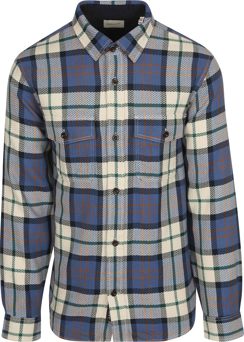 Gant Overshirt Herringbone Karos Blau - Größe XL günstig online kaufen