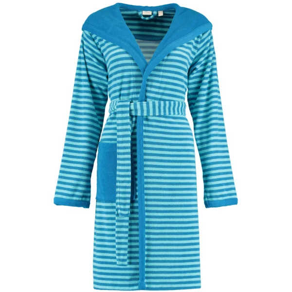 Esprit Damen Bademantel Striped Hoody Kapuze - Farbe: turquoise - 002 - L günstig online kaufen