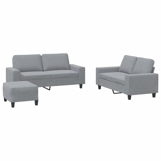 vidaXL Sofa Sofagarnitur Set mit Kissen Stoff, 3-tlg., Hellgrau günstig online kaufen