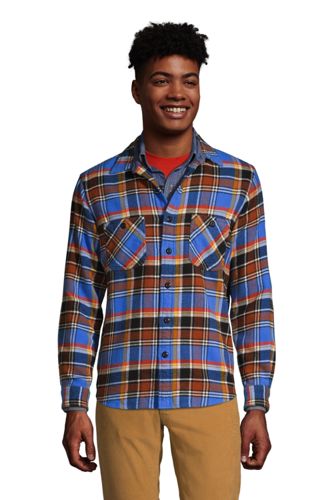 Flanell-Workerhemd, Classic Fit, Herren, Größe: S Normal, Blau, Baumwolle, günstig online kaufen