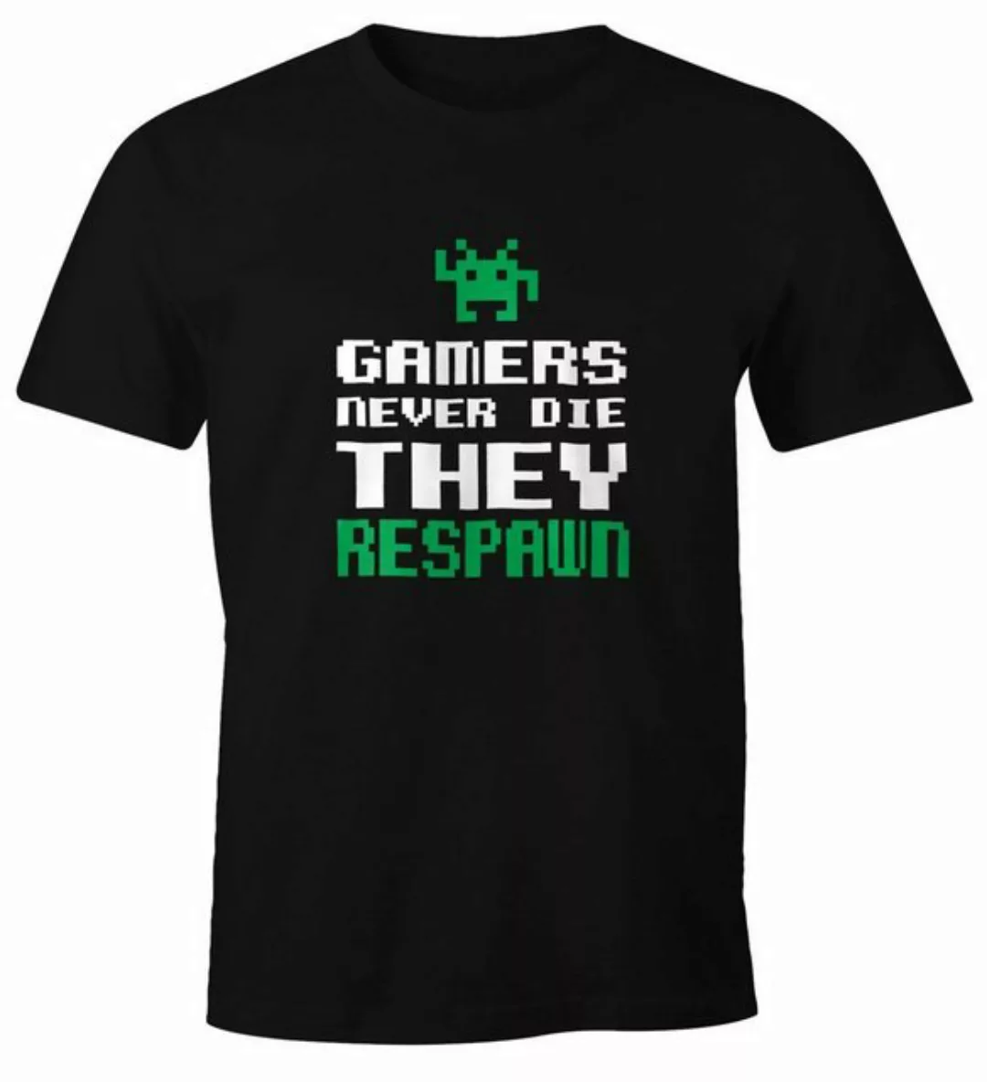 MoonWorks Print-Shirt Herren T-Shirt Gamers never die they respawn Spruch P günstig online kaufen