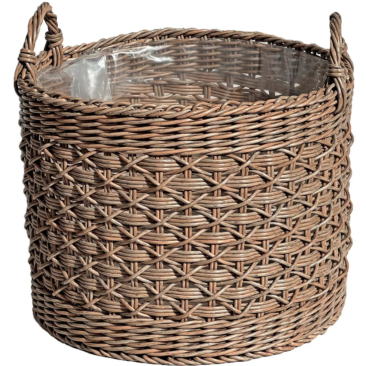 A.H.G. Pflanzkorb Polyrattan Zylindrisch 2 Griffe Ø 40 x 40 cm Natur-Braun günstig online kaufen