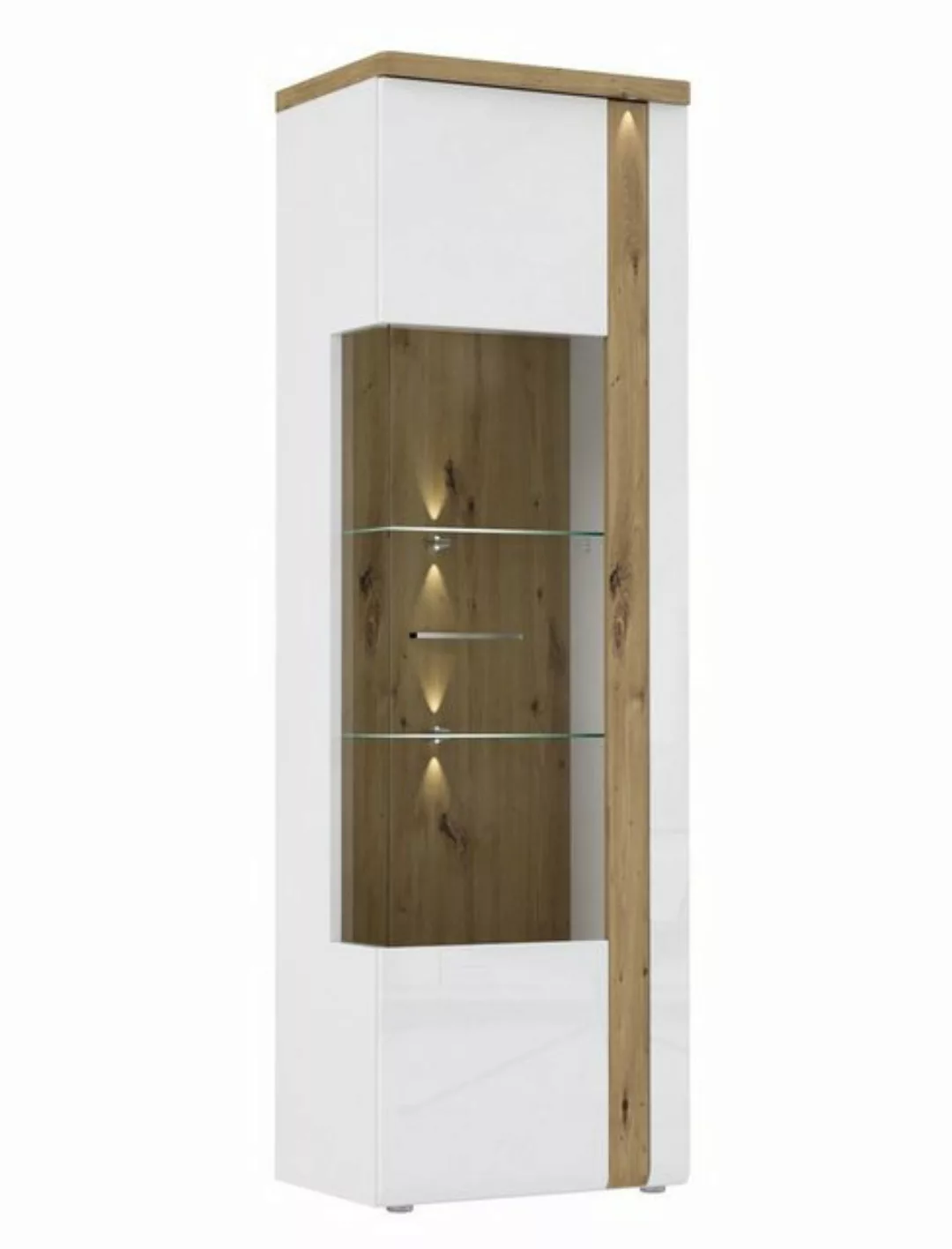 expendio Vitrine Talena 4 weiss Hochglanz / Artisan Eiche Nb. 67x196x44 cm günstig online kaufen