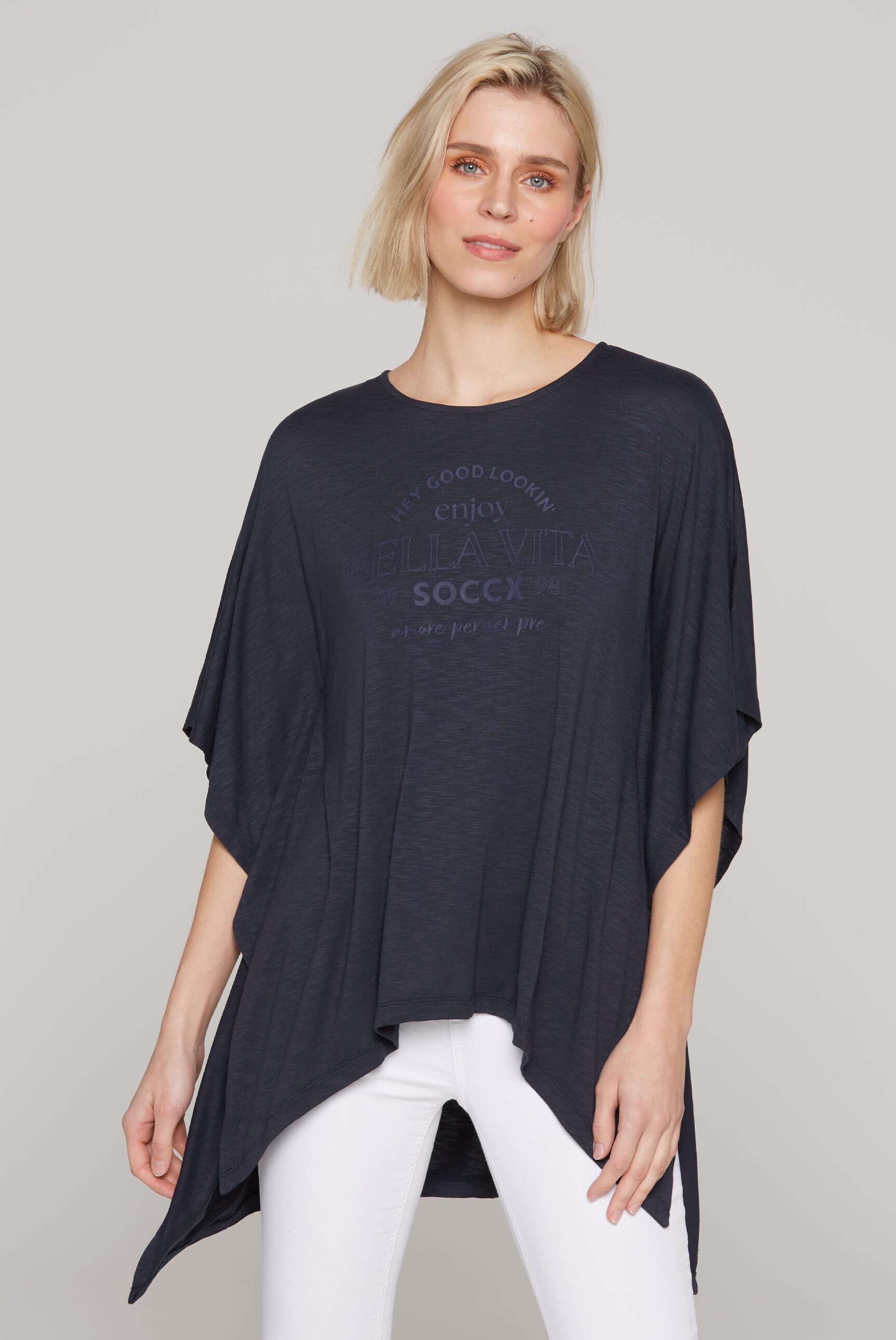 SOCCX 3/4-Arm-Shirt SOCCX Poncho-Shirt mit tonigem günstig online kaufen