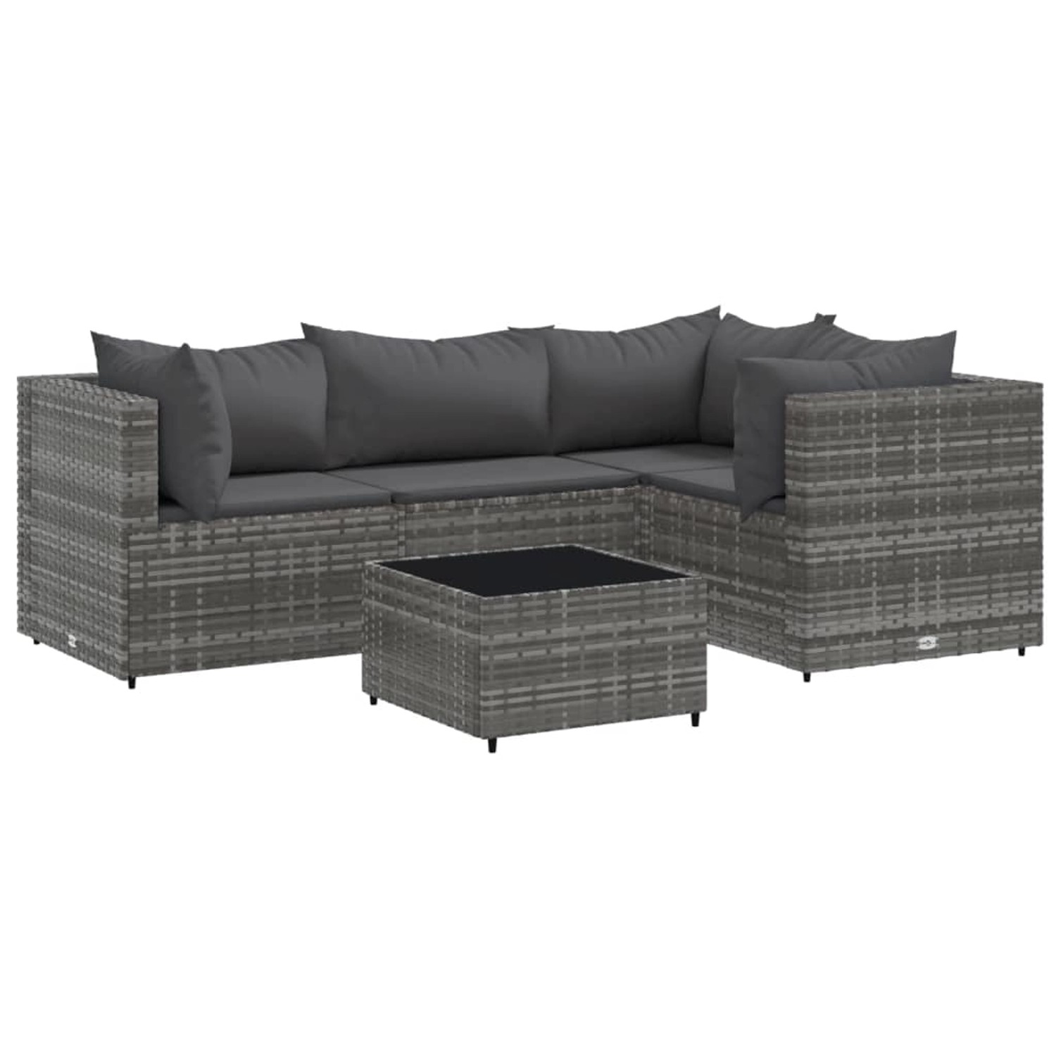 vidaXL 5-tlg Garten-Lounge-Set mit Kissen Grau Poly Rattan Modell 56 günstig online kaufen