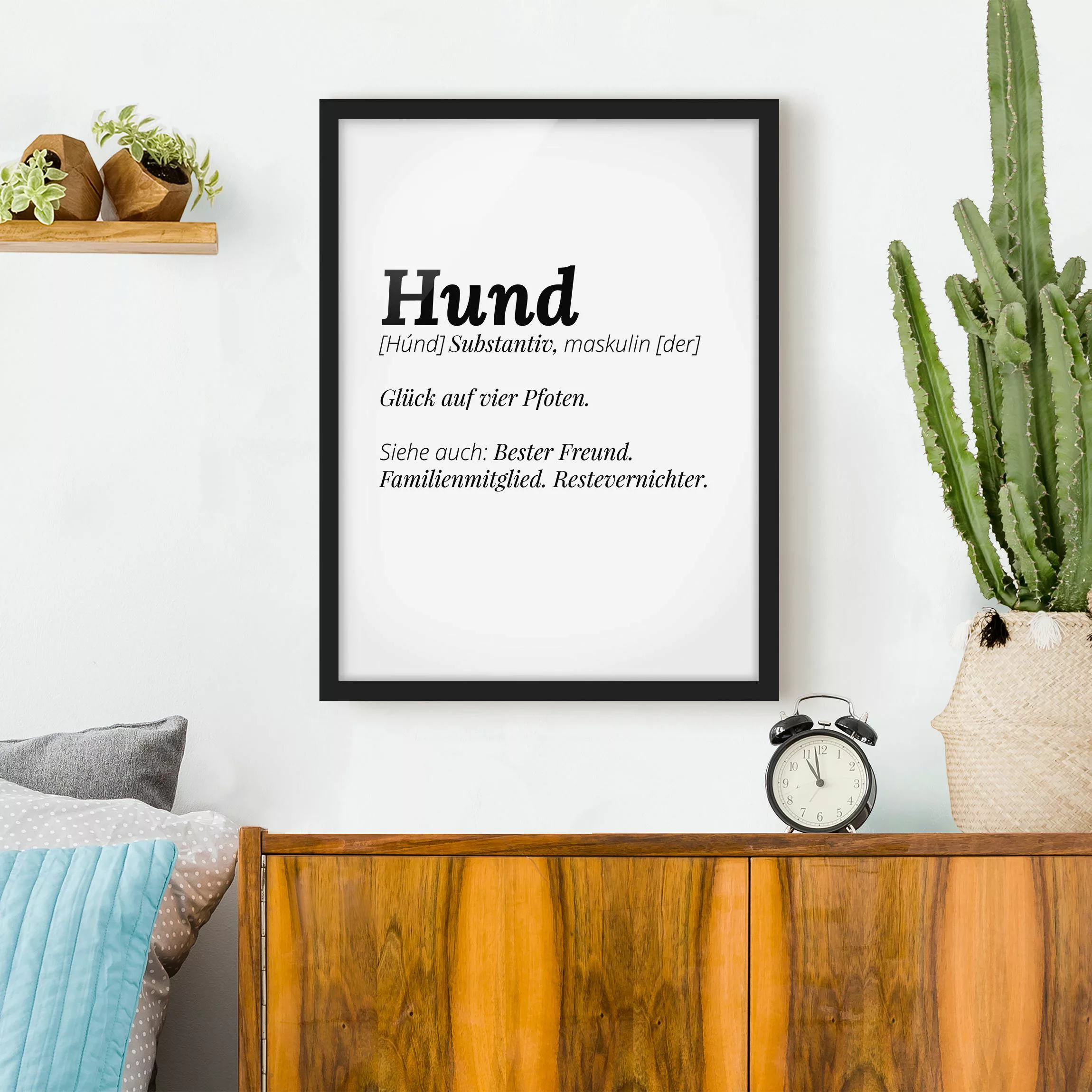 Bild mit Rahmen Spruch - Hochformat Die Definition von Hund günstig online kaufen