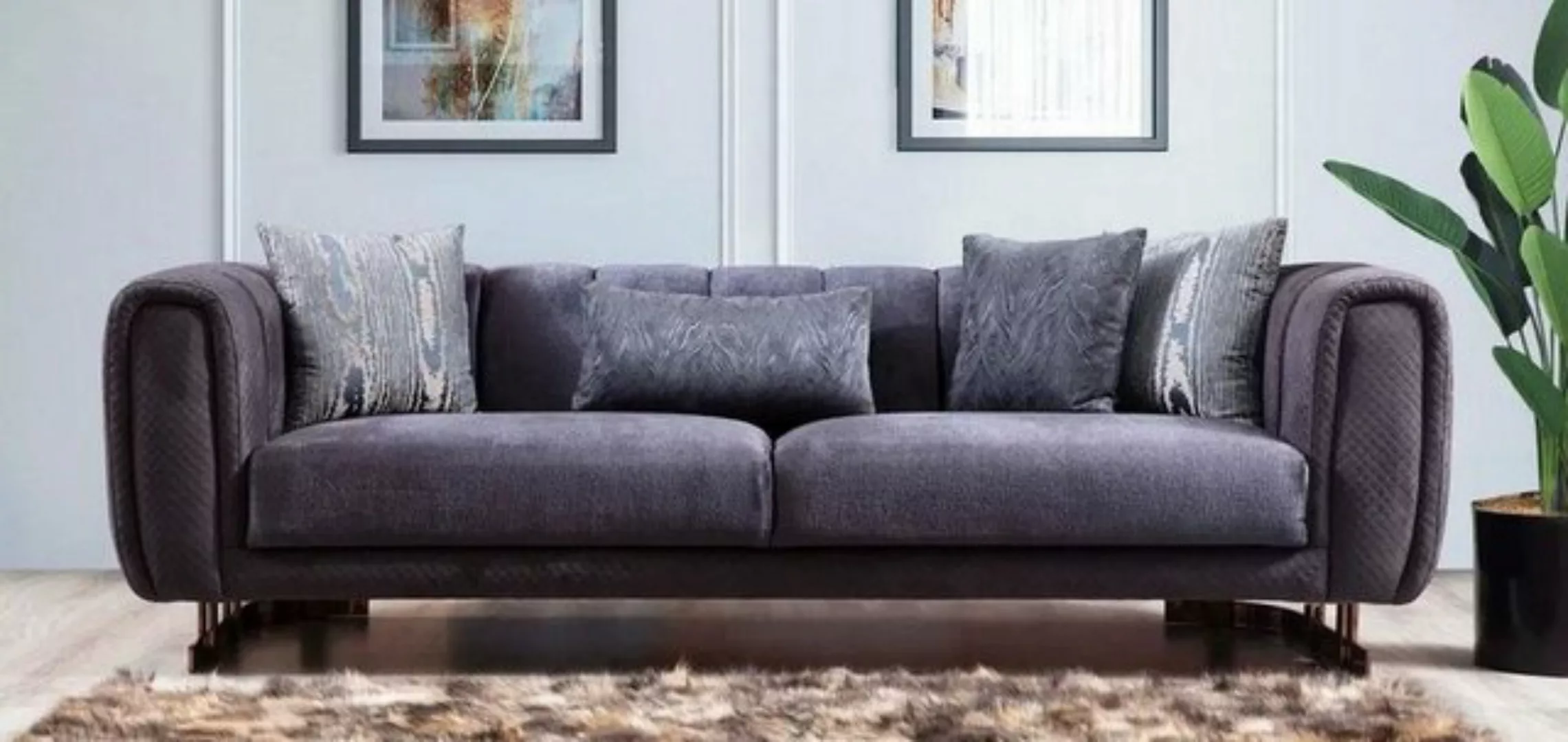Casa Padrino Sofa Luxus Sofa Lila / Braun 240 x 100 x H. 60 cm - Modernes W günstig online kaufen