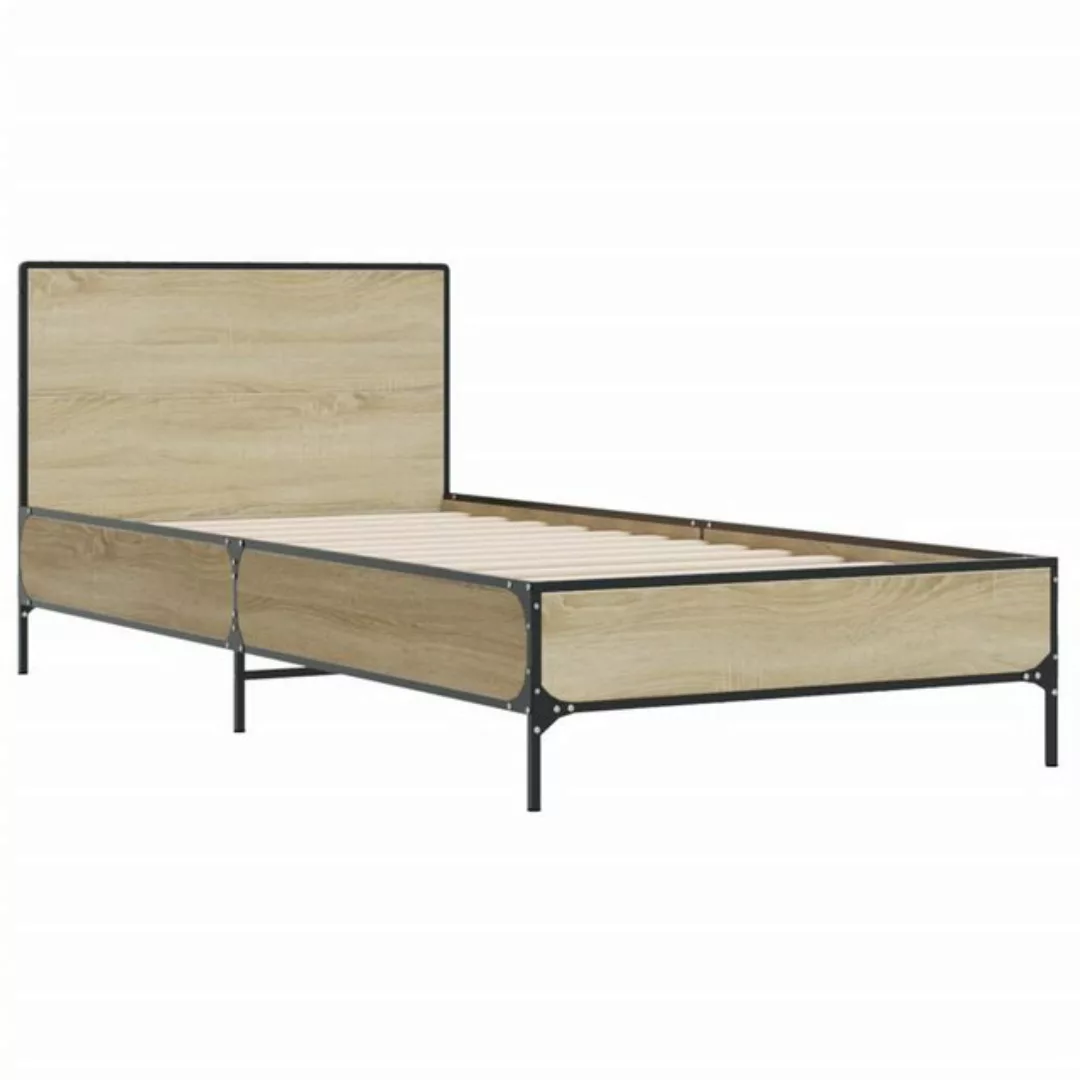 vidaXL Bett Bettgestell Sonoma-Eiche 75x190 cm Holzwerkstoff und Metall günstig online kaufen