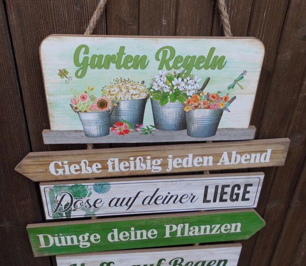 Deko-Impression Hängedekoration Dekoratives Schild Gartenregeln Holz günstig online kaufen