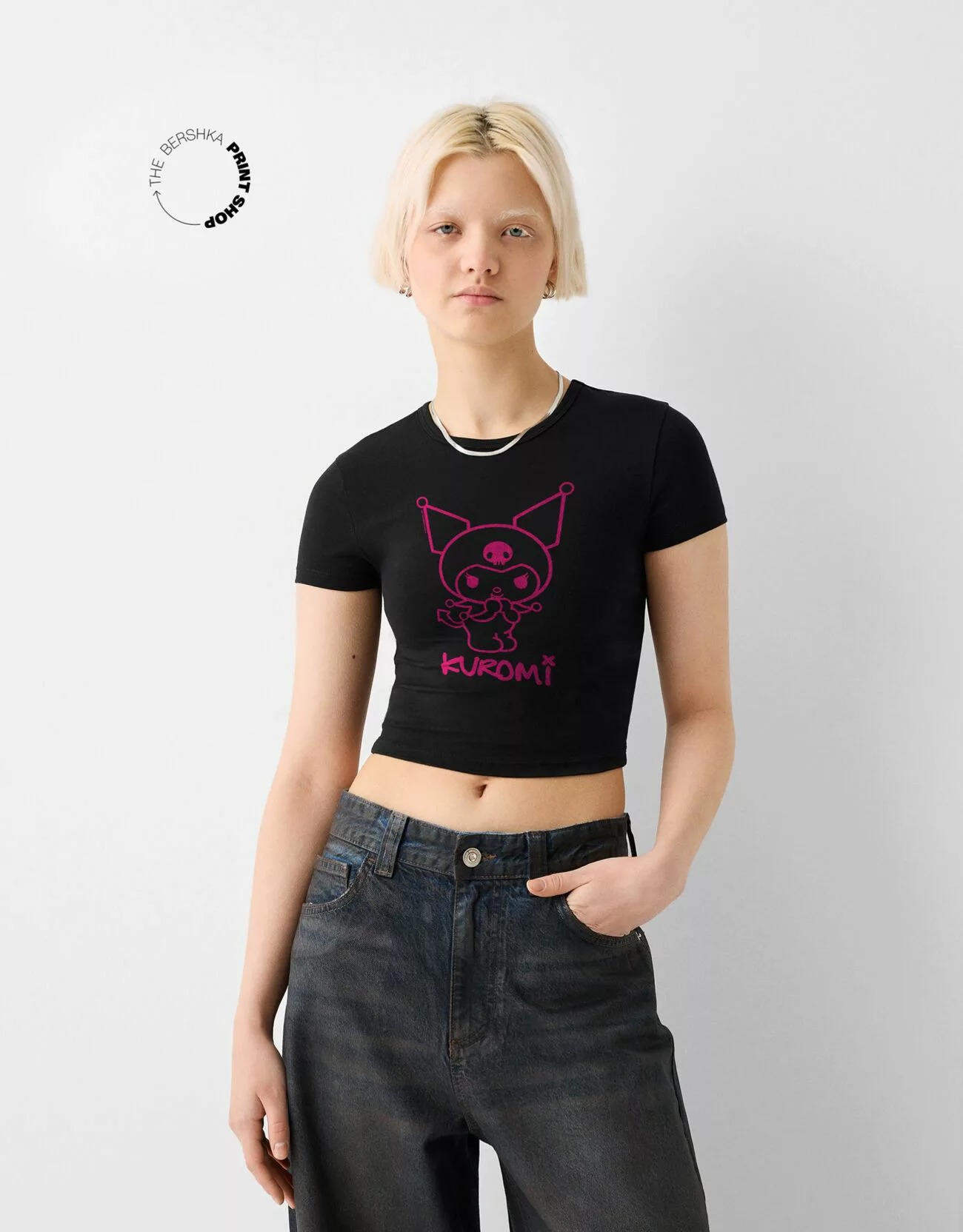 Bershka T-Shirt Kuromi Mit Kurzen Ärmeln Damen Xs Schwarz günstig online kaufen