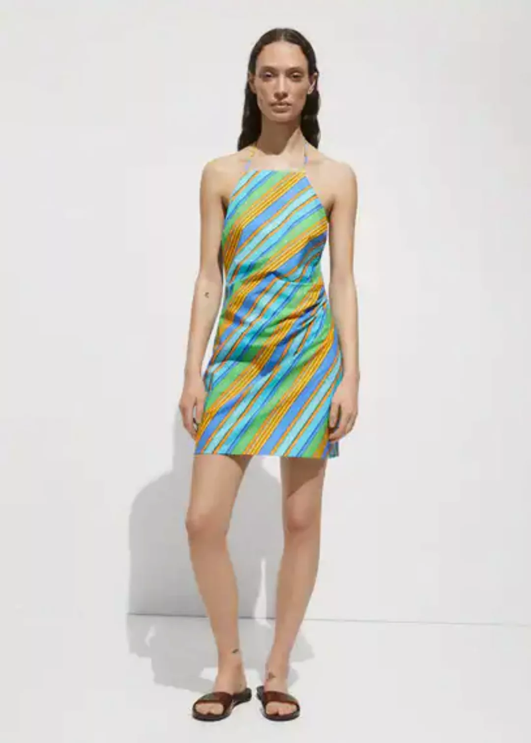 Neckholder-Kleid mit Streifenprint günstig online kaufen