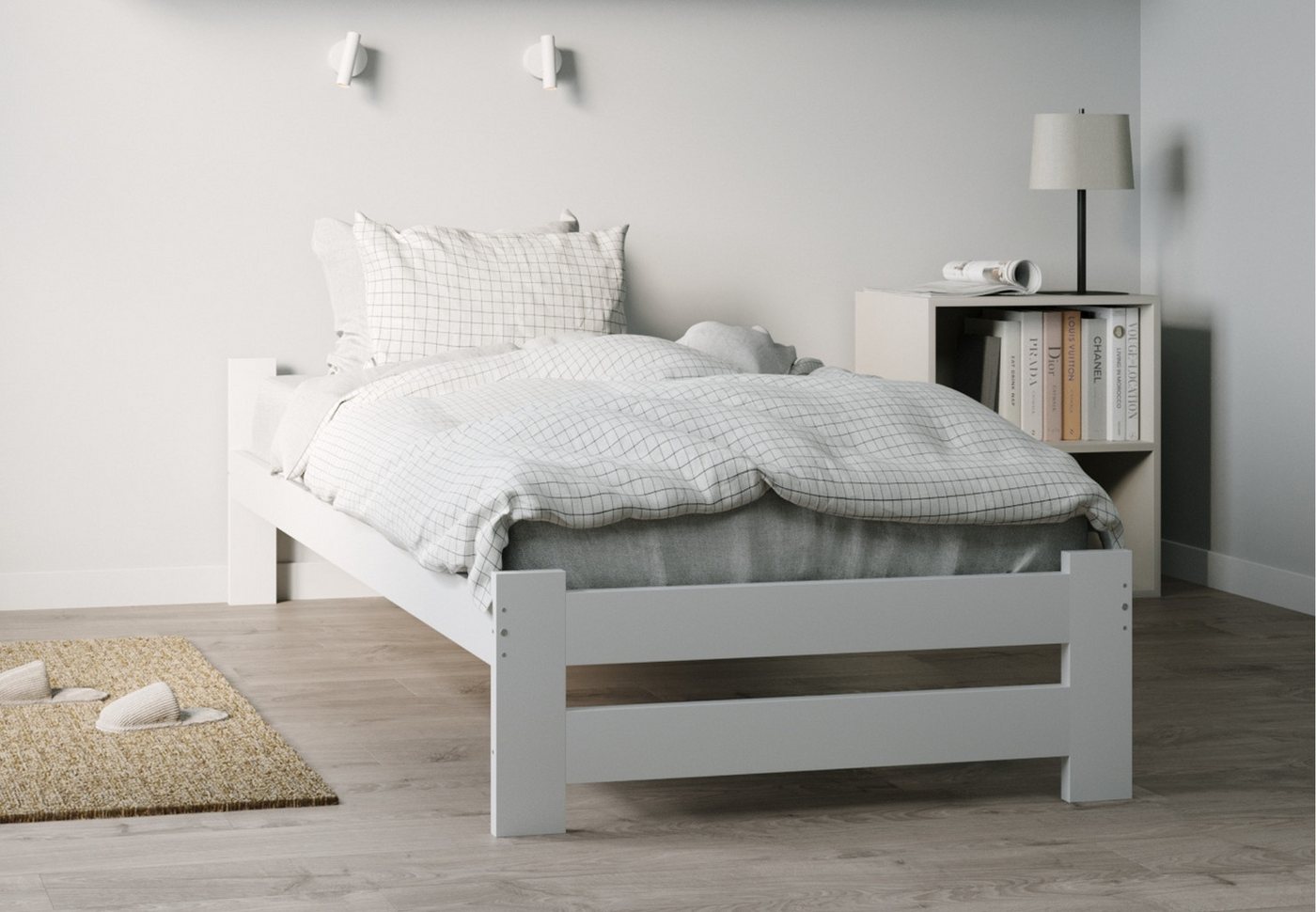 Home Collective Holzbett mit Lattenrost Modern Bett Kiefer Bettgestell Mass günstig online kaufen