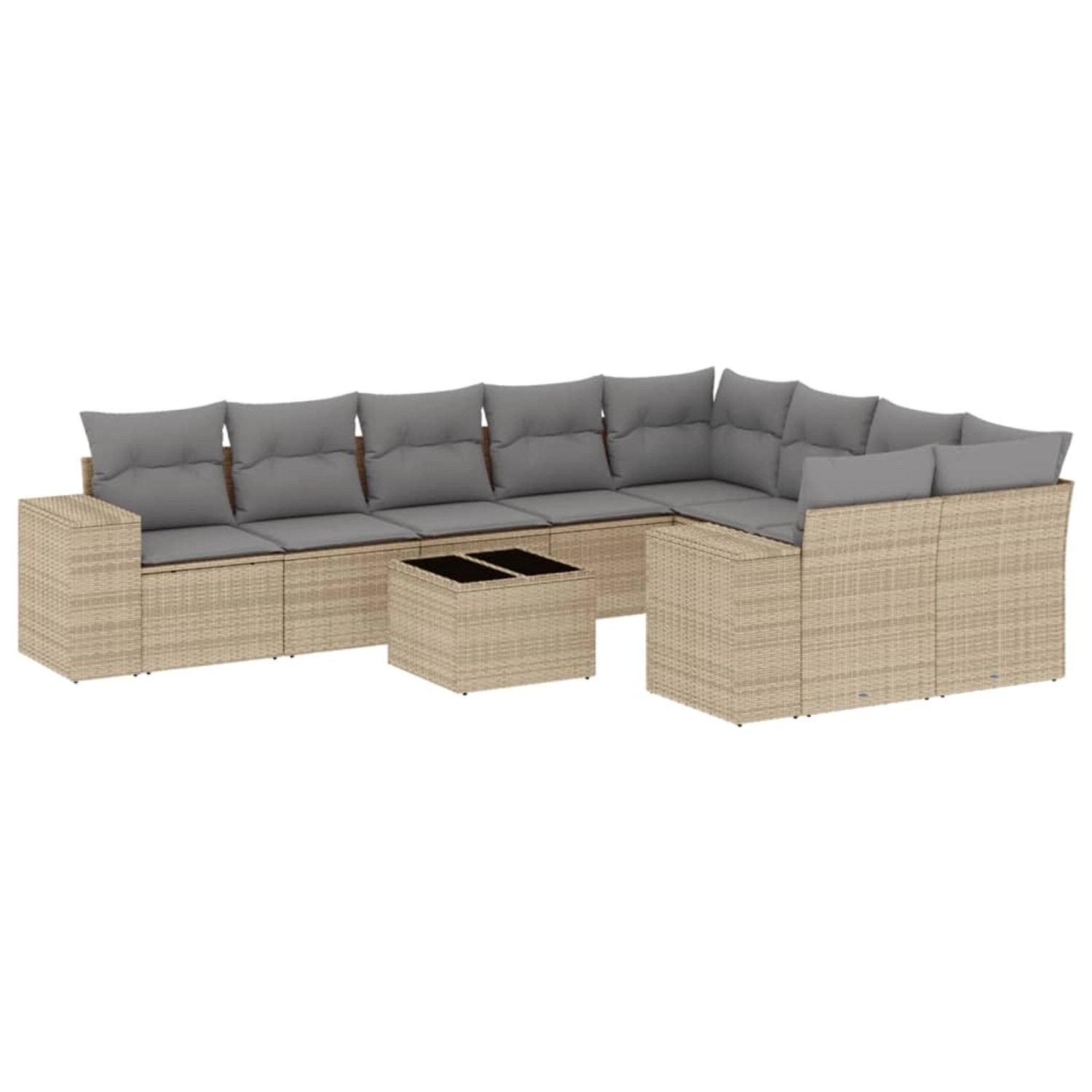 vidaXL 10-Tlg Garten-Sofagarnitur mit Kissen Beige Poly Rattan 3223048 günstig online kaufen