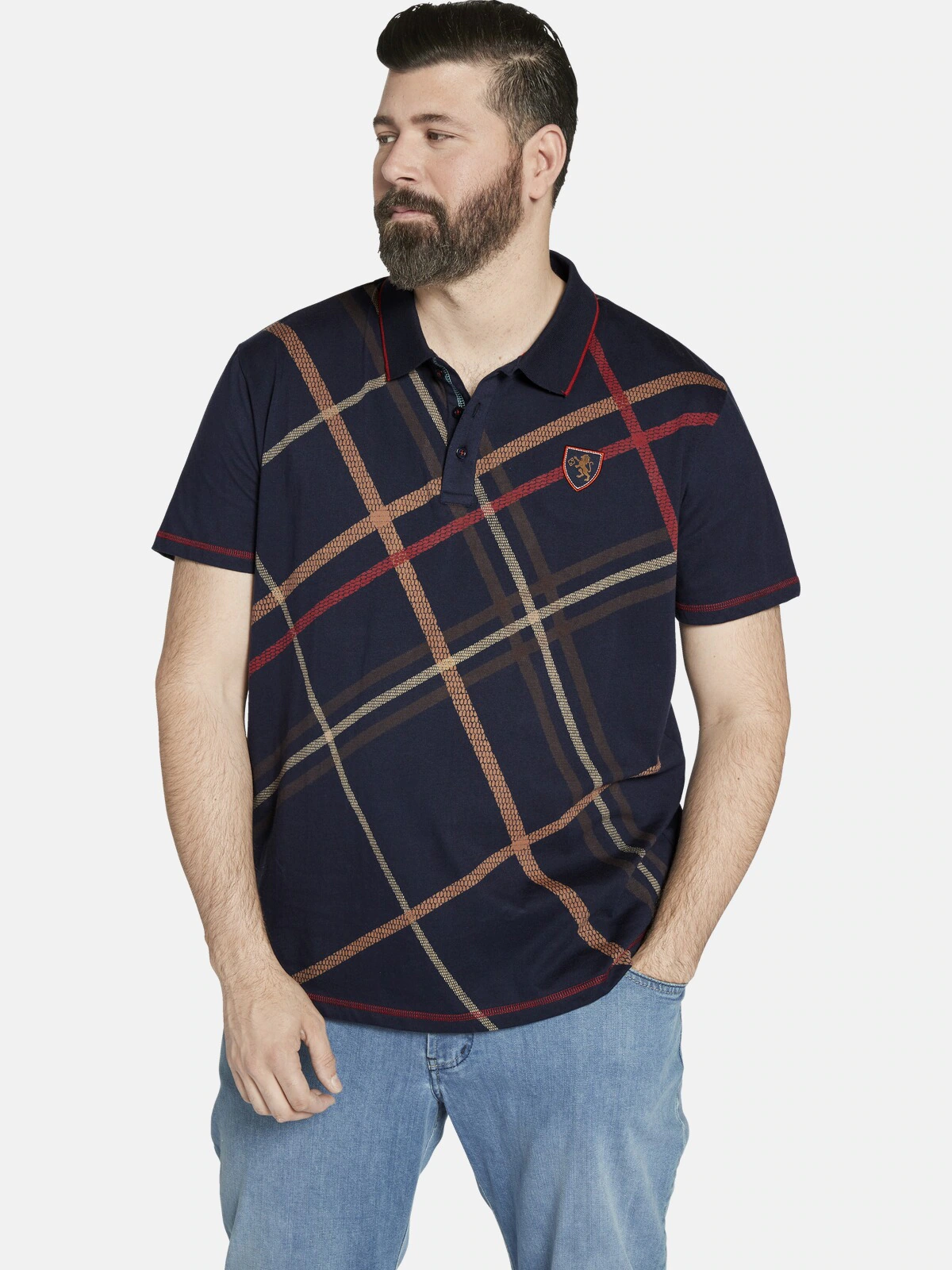 Charles Colby Poloshirt EARL PETER mit Makro-Print Karo günstig online kaufen