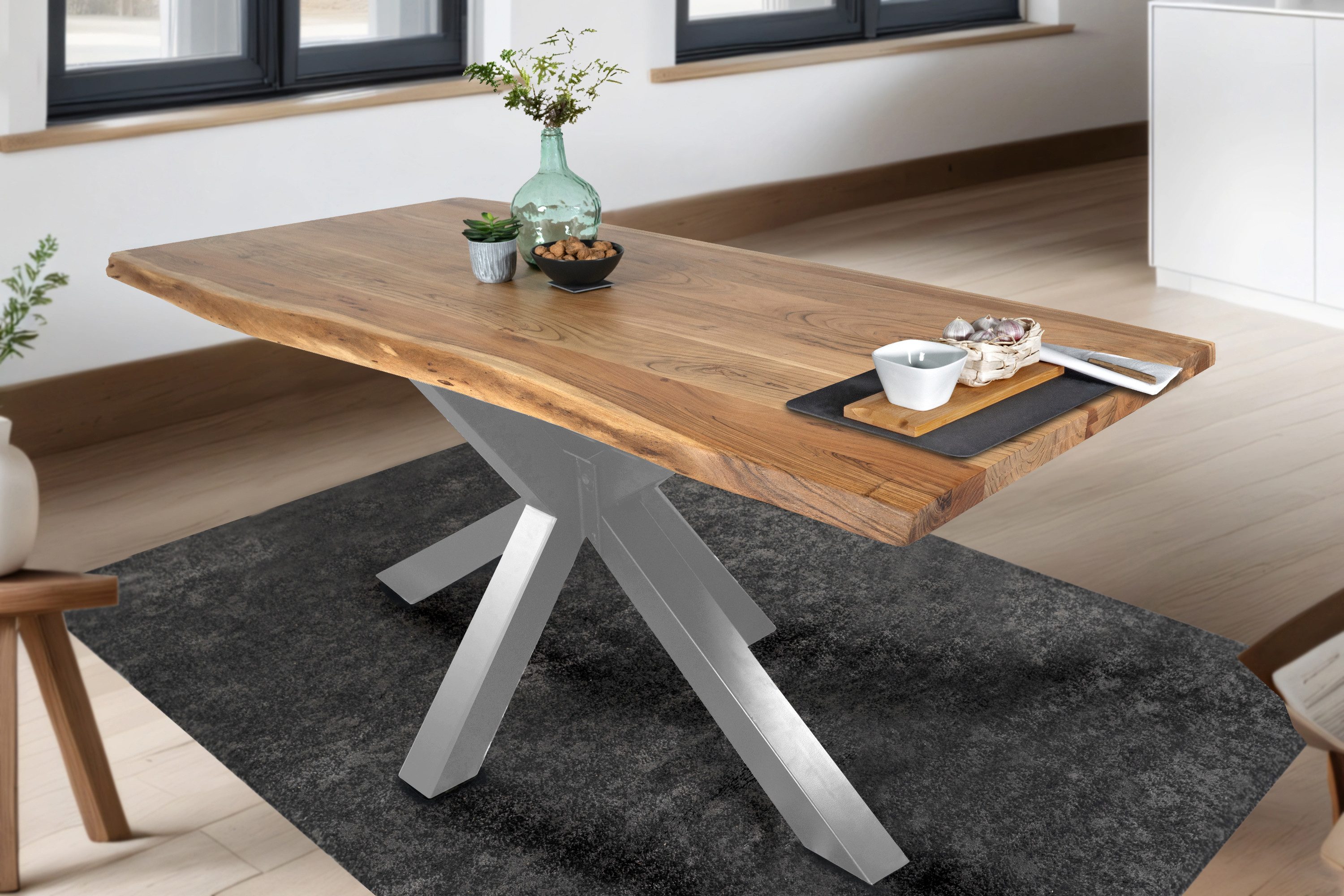 Loreno® Baumkantentisch Tim, massives Akazienholz, natürliche günstig online kaufen