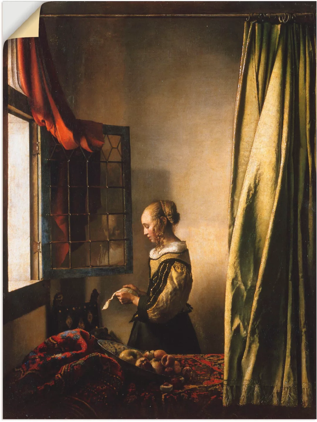 Artland Wandbild "Briefleserin am offenen Fenster. Um 1658", Frau, (1 St.), günstig online kaufen