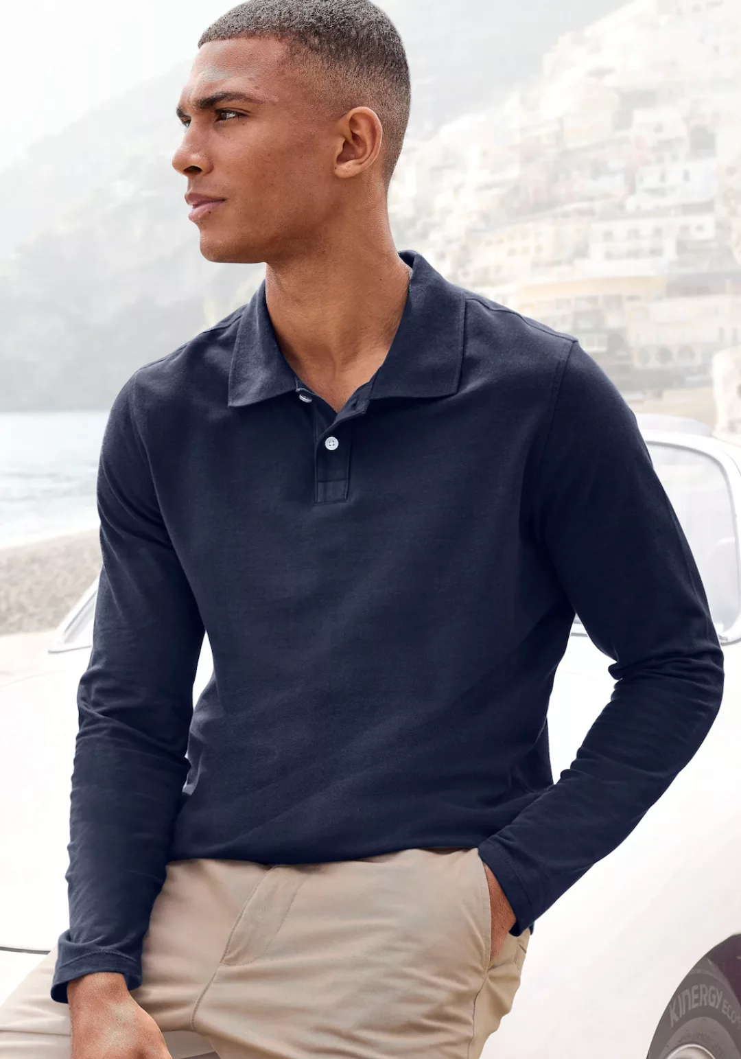 Beachtime Langarm-Poloshirt Shirt mit Polokragen und Knopfleiste aus Baumwo günstig online kaufen