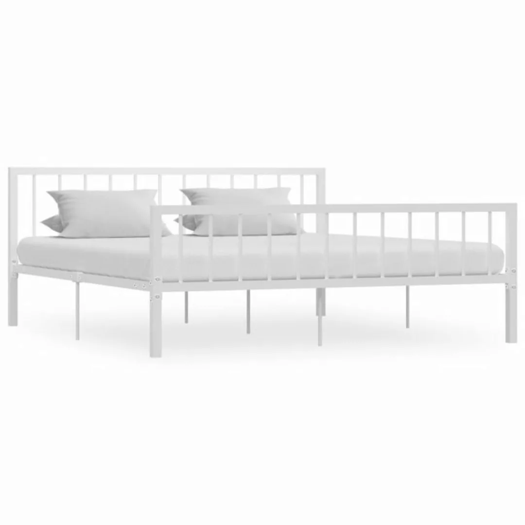 vidaXL Bettgestell Bettgestell Weiß Metall 180200 cm Bett Bettrahmen Bettge günstig online kaufen