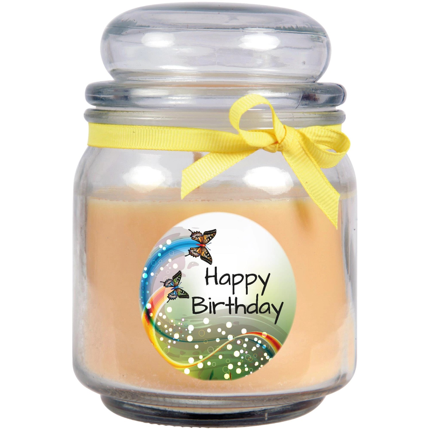 HS Candle Duftkerze & Glas Happy Birthday Bonbon Vanille Schmetterling günstig online kaufen