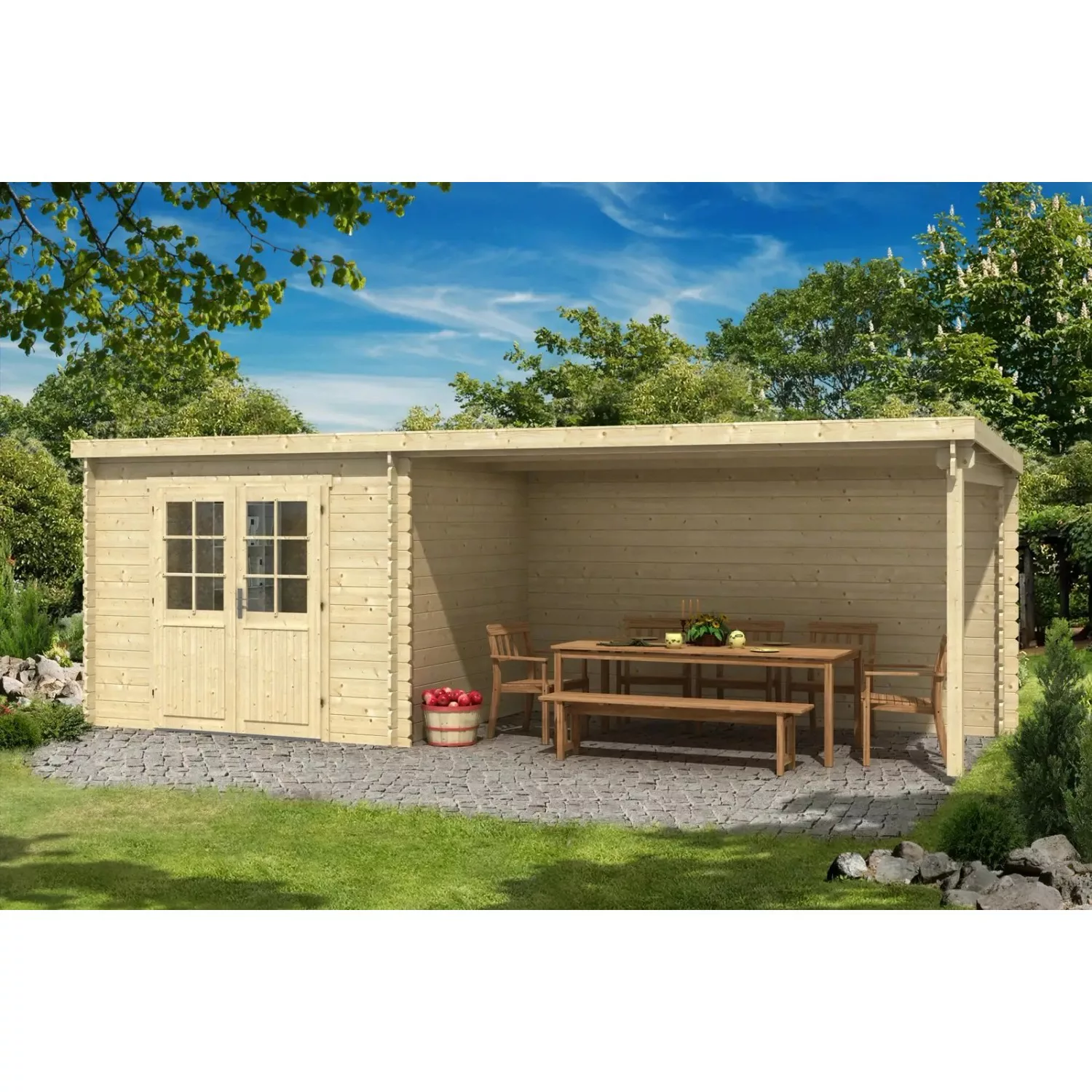 Carlsson Holz-Gartenhaus Brilon 28-A Pultdach Druckimprägniert 673 cm x 225 günstig online kaufen