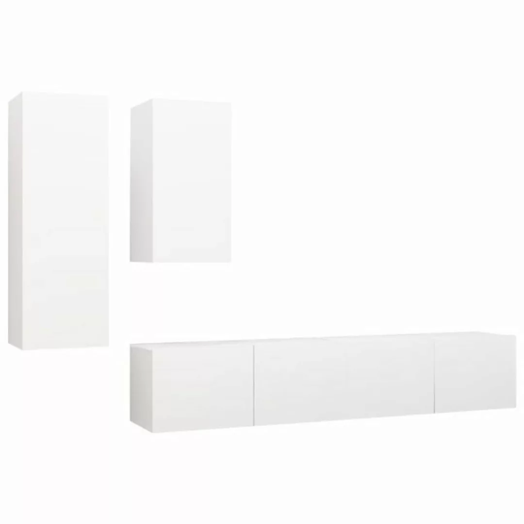 furnicato TV-Schrank 4-tlg. TV-Schrank-Set Weiß Holzwerkstoff (4-St) günstig online kaufen