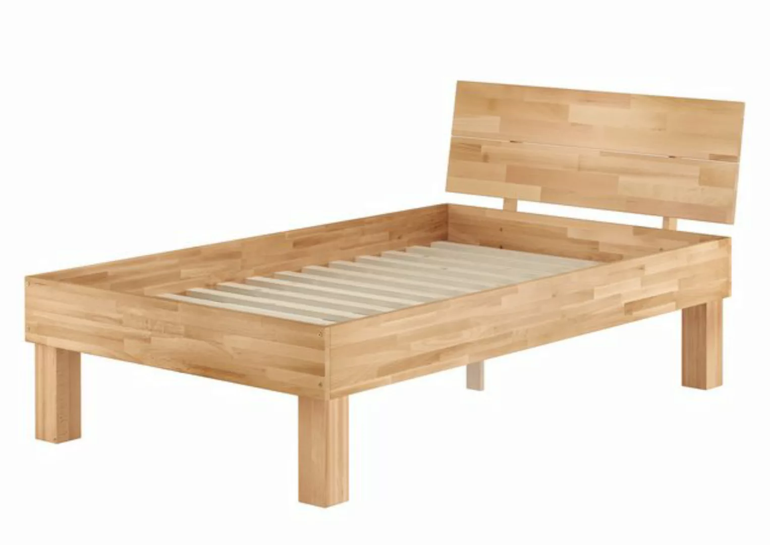 ERST-HOLZ Bett Einzelbett für Übergröße 120x220 Buche massiv mit Rost, Buch günstig online kaufen