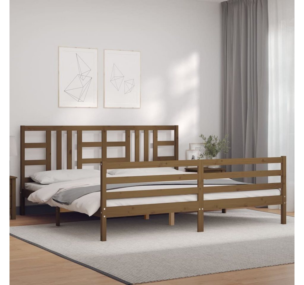 vidaXL Bett Massivholzbett mit Kopfteil Honigbraun 200x200 cm günstig online kaufen