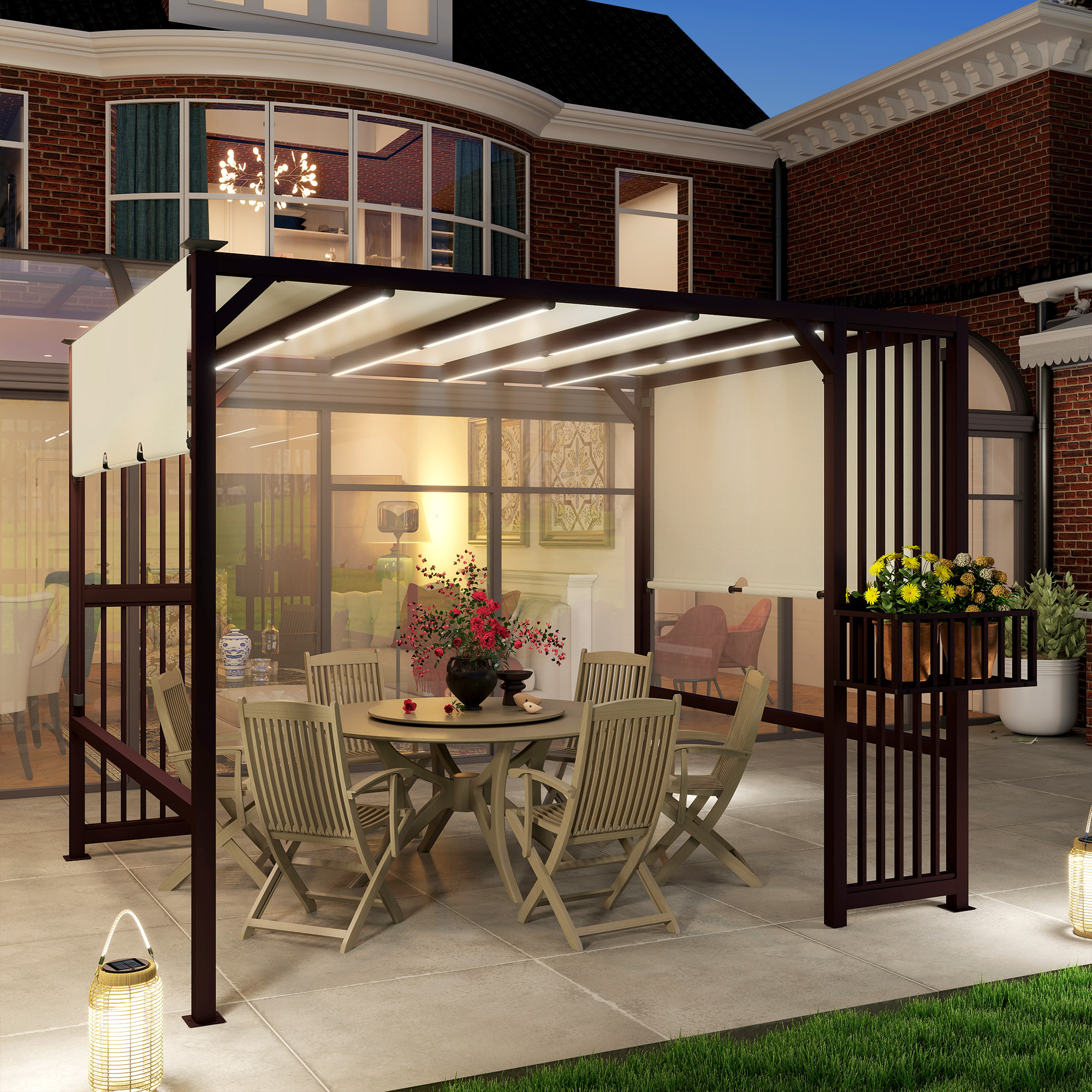 Outsunny Pergola Pavillon 3x2,5m UV 30+Stabil winterfest Sonnenschutz mit v günstig online kaufen