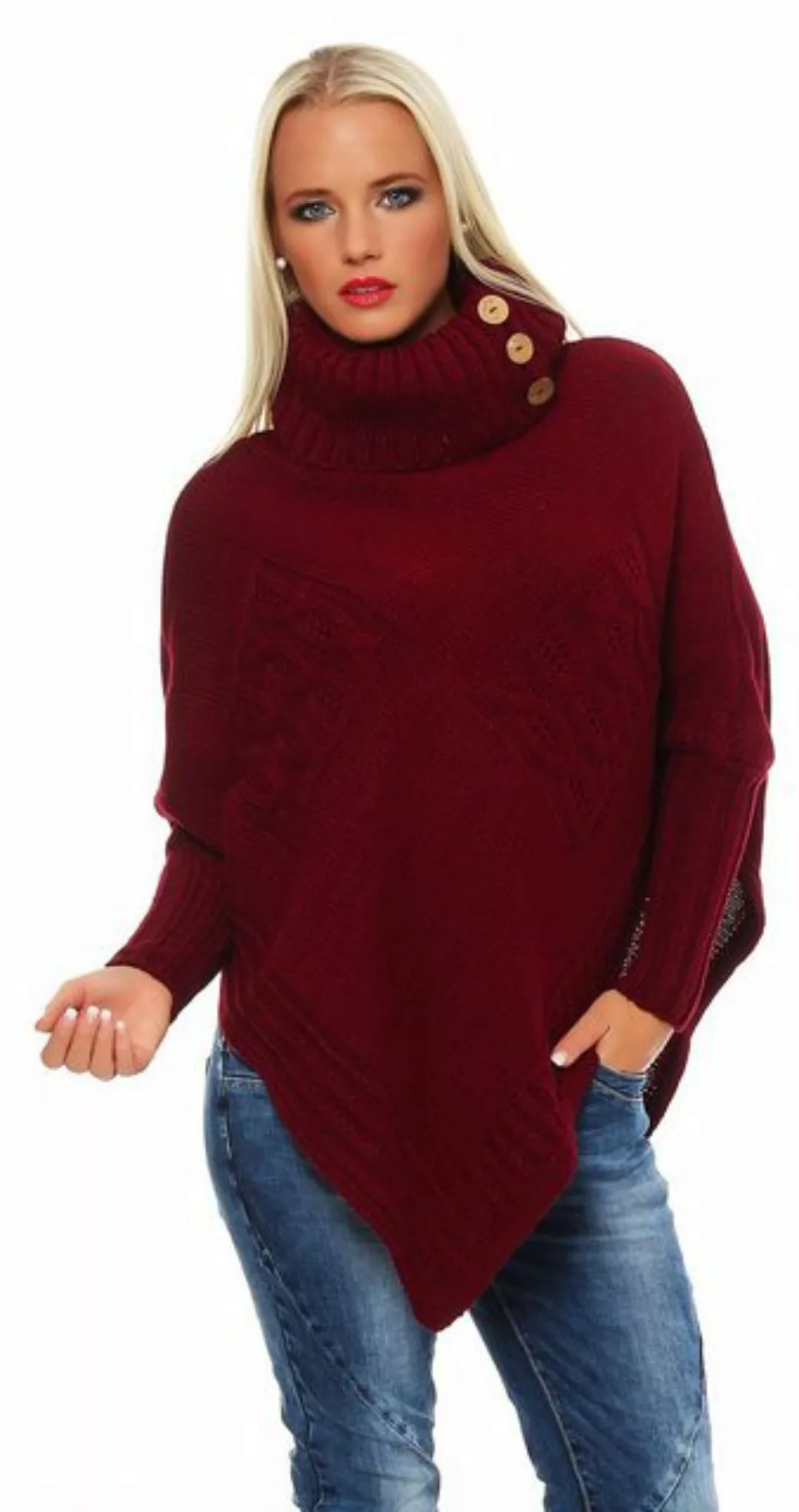 Mississhop Strickponcho Poncho Strick Sweatshirt Pullover Umhang Überwurf M günstig online kaufen