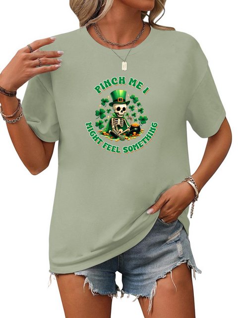 PYL Kurzarmshirt Damen St. Patricks Tag Sommer Rundhalsshirt mit Kurzarm Lo günstig online kaufen